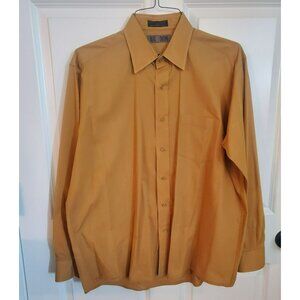Oleg Cassini single needle tailoring RN16574 Size 16 1/2 34/35 Yellow Mens shirt